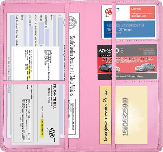 Wisdompro Car Document Holder Organiser, PU Leather Vehicle Insurance and Registration Holders Wallet Case for ID Card, Driving Licence, Key Contact Information Cards