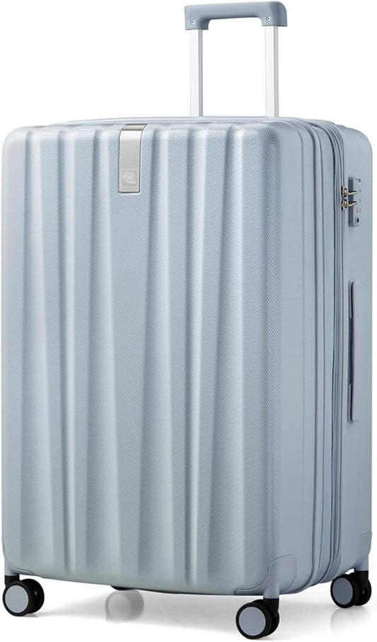 Hanke 29 Inch Expandable Checked Luggage Lightweight PC Hard Shell Luggage Suitcases with Wheels Travel Luggage Rolling Large Suitcase Travel Luggage Bag for Study Abroad.(Gray)