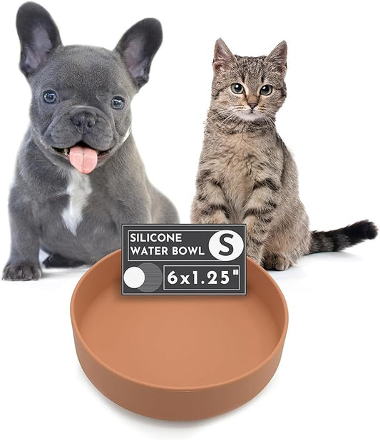 Should We Go? Dog Water Bowl - The Perfect Dish No-Spill, Less Mess Non-Tippable Water & Food Bowl, Silicone with Suction Cup, Fits 2 Cups 6” Across x 1.25” Tall, Ideal for All Pets, Small-Terracotta