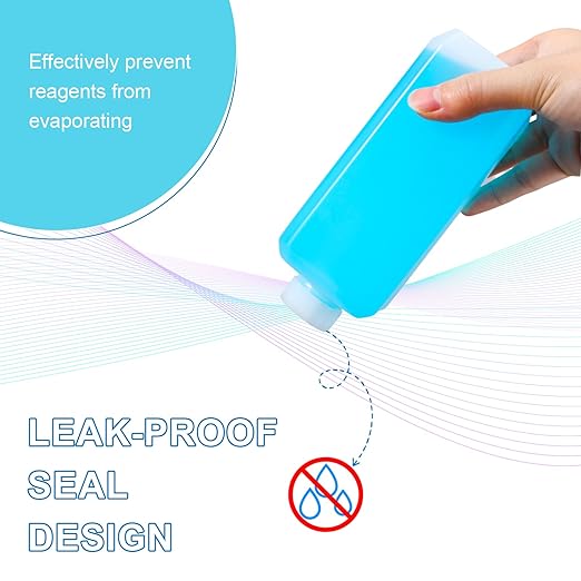 18oz Leak Proof Plastic Bottles with Caps, Laboratory Reagent Bottle, Reusable Small Pill Storage Containers for Travel, Classrooms, Home (2 pack translucent)