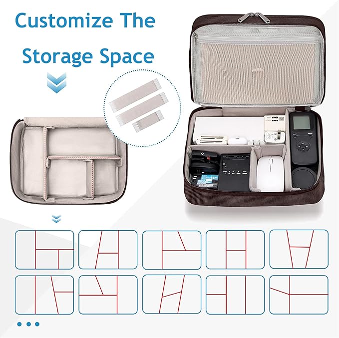 Electronics Travel Organizer, Double Layer Cable Organizer Bag Waterproof Electronics Accessories Storage Bag for Charger, Phone, Power Bank, Hard Drive, Cord, Tablet