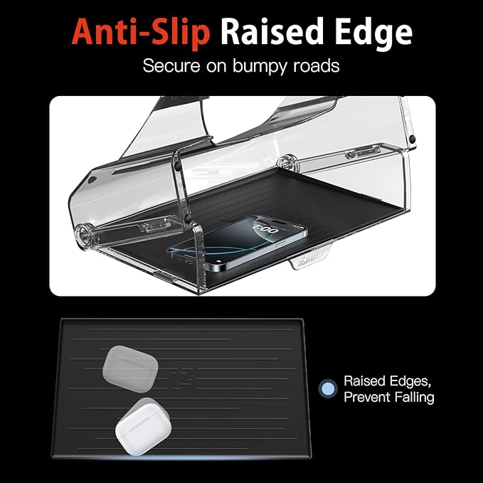 YONZEE Under Screen Storage for Tesla Model Y Juniper & Model 3 Highland Accessories 2025-2024,Magnetic Hideable Center Console Organizer Tray,Easy Install