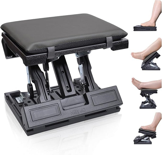 Foot Rest for Under Desk at Work Ergonomic Footrest with Adjustable Height and Angle, Foldable Foot Stool with Removable Pad Massage Beads for Office Gaming Chair Gray