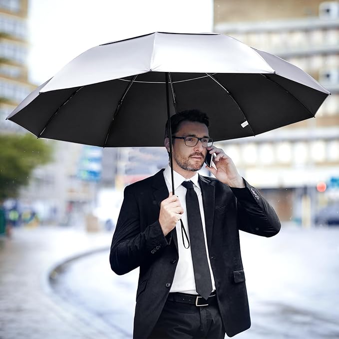 G4Free 42/46/54/62 Inch Large Golf Umbrella Compact Reverse Travel Umbrella 10 Ribs Windproof for Rain Double Canopy Automatic Open Close