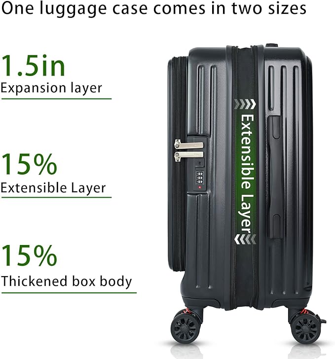Azalitch Medium Suitcases with Wheels,24 inch luggage, Checked Luggage with Spinner wheels, Hard Shell Top-open Design Expandable Luggage.
