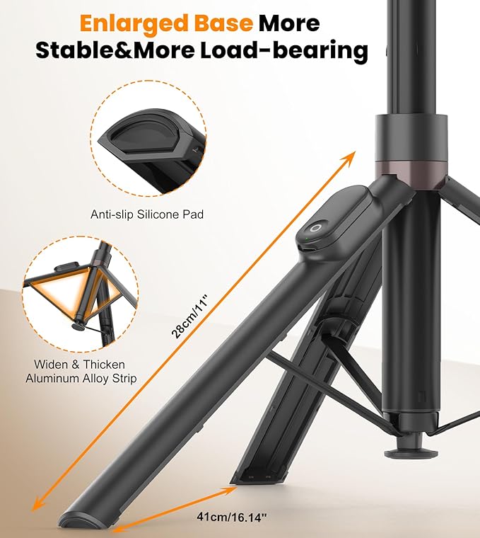 TONEOF 70" Automatic Phone Tripod with Magnetic Rechargable Remote,Selfie Stick 360° Vertical & Horizontal Rotatable,Stable for iPhone/Android(Black)