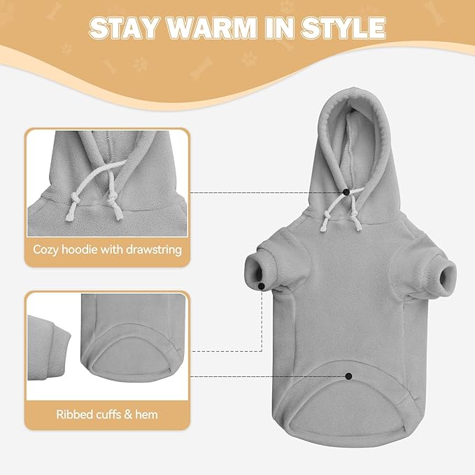 Dog Sweaters for Large Dogs,Dog Hoodie,Warm Fleece Sweatshirt with Hood & Pocket,Leash Hole,Cozy Cold Weather Pet Clothes Sweater Hoodie for Large Dogs(Grey,XL)