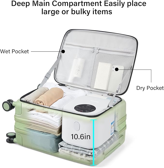 Hanke Hardside Expandable Carry On Luggage, 20 Inch Top Opening Trunk Luggages with Spinner Wheels, All-PC Hard Shell Carry-On Suitcase, Lightweight & TSA Airline Approved (Bamboo Green, 46L)