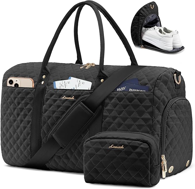 LOVEVOOK Travel Duffle Bag,Weekender Bags for Women Overnight Bag with Shoe Compartment, Carry on with Toiletry Bag,Duffel Bag with Wet Pocket,Hospital Bags for Labor and Delivery