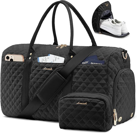 LOVEVOOK Travel Duffle Bag,Weekender Bags for Women Overnight Bag with Shoe Compartment, Carry on with Toiletry Bag,Duffel Bag with Wet Pocket,Hospital Bags for Labor and Delivery
