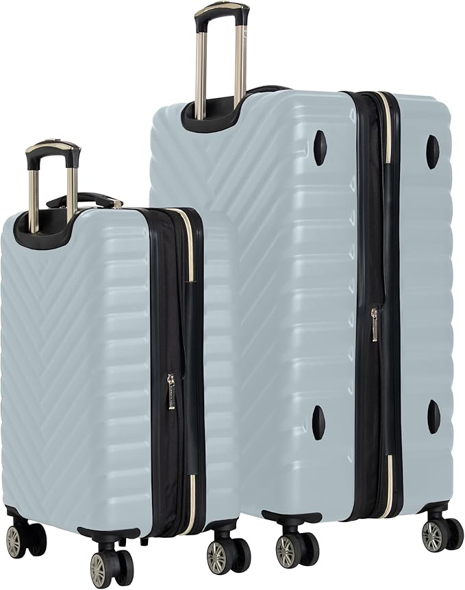 Kenneth Cole REACTION Women's Madison Square Hardside Chevron Expandable Luggage, Slate, 2-Piece Set (20" & 28")