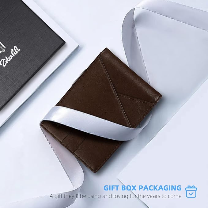Zitahli Wallet for Men - with Money Clip Slim Leather Slots Credit Card Holder RFID Blocking Bifold Minimalist Wallets with Gift Box