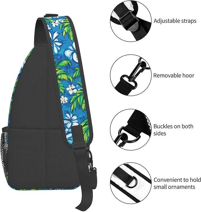 Hawaii Tropical Palm Sling Backpack Crossbody Bag Casual Chest Bags Travel Hiking Daypack Shoulder Bag for Women Men
