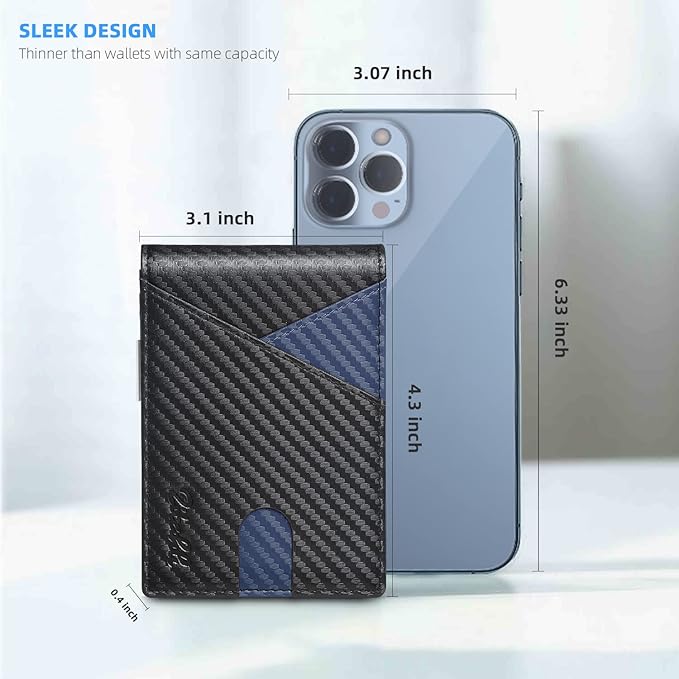 Zitahli Wallet for Men - with Money Clip Slim Leather Slots Credit Card Holder RFID Blocking Bifold Minimalist Wallets with Gift Box