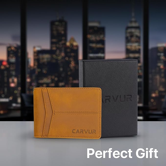 Slim Bifold RFID Blocking Full Grain Genuine Leather Front Pocket Minimalist Thin Wallet with Money Clip for Men - (SB20)