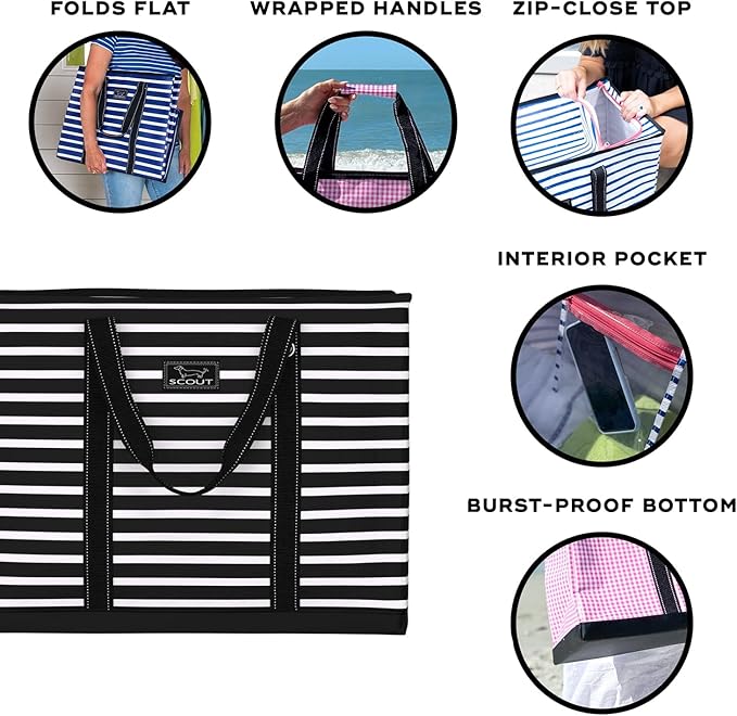 SCOUT 4 Boys Zip Tote XX-Large - Durable Lightweight Bag for Beach, Pool, Family Travel, Storage - Water-Resistant, Zips Shut