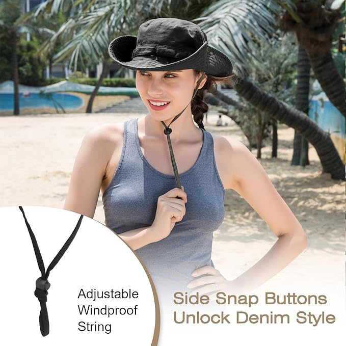 Bucket Hat Wide Brim UV Protection Sun Hat Boonie Hats Fishing Hiking Safari Outdoor Hats for Men and Women