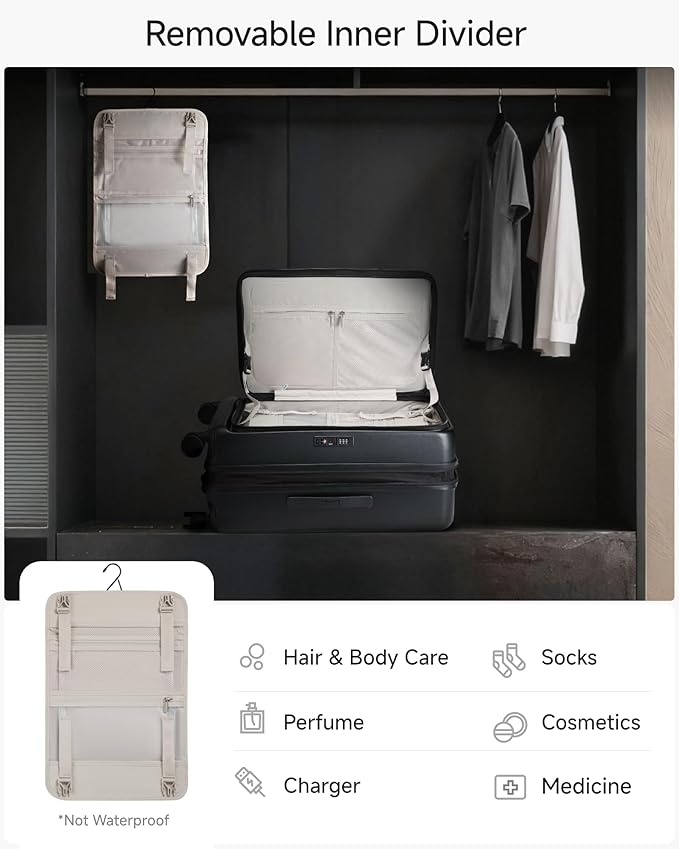 LUGGEX Checked Luggage with Spinner Wheels, FLO5 Expandable Polycarbonate Hard Shell Suitcase with TSA Approved Lock (FX-Core, Black, 24 Inch)