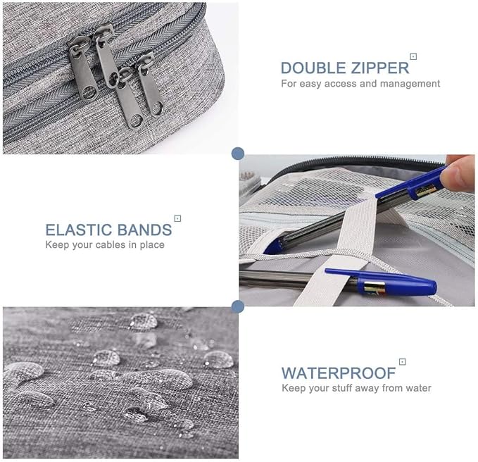 Electronics Organizer, Jelly Comb Electronic Accessories Cable Organizer Bag Waterproof Travel Cable Storage Bag for Charging Cable, Power Bank, iPad