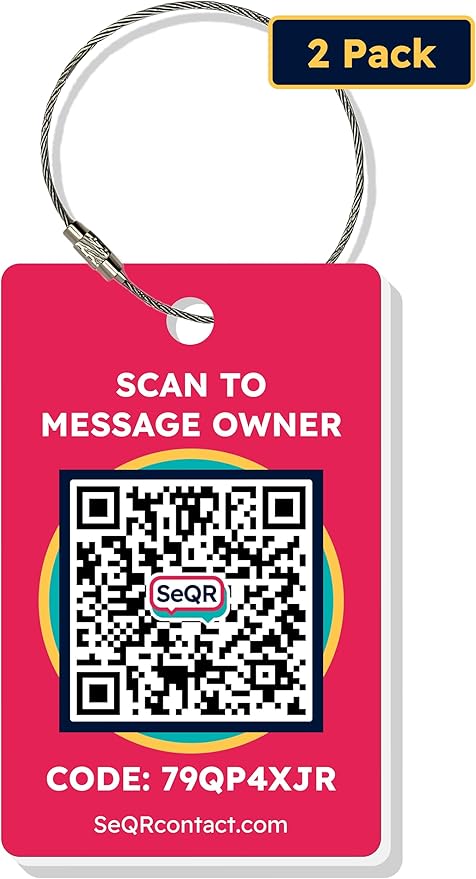 Smart Luggage Tags | Privacy QR Code Luggage Tag Keeps Personal info Private | Customizable Travel Suitcase Tags for Women Men | Use with GPS Bag Locator Tracking, Air Tag for Android or iOS