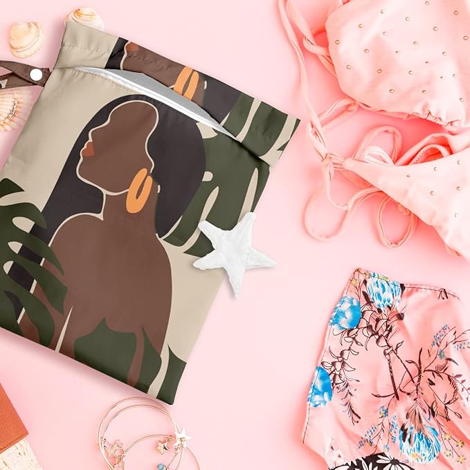 Wet Bag, Wet Dry Bag, Wet Bag for Swimsuit, Travel, Beach, Pool, Diapers, Yoga Gym Clothes, Makeup Bag, Waterproof Reusable Minimalist Decor Aesthetic Line Art Women Body Face