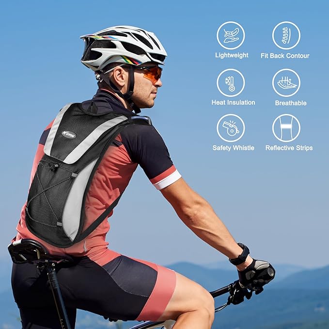KUYOU Running Hydration Vest - Lightweight Insulated Hydration Backpack with 2L Water Bladder, Adjustable Chest Straps and Reflective Water Backpack for Trail Running Marathon Race Hiking Cycling