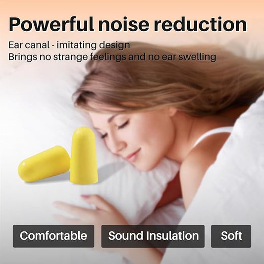 250 Pairs Quality Foam Ear Plugs Bulk, NRR 32dB for Shooting,Sleeping,Work & Construction Site,Yellow