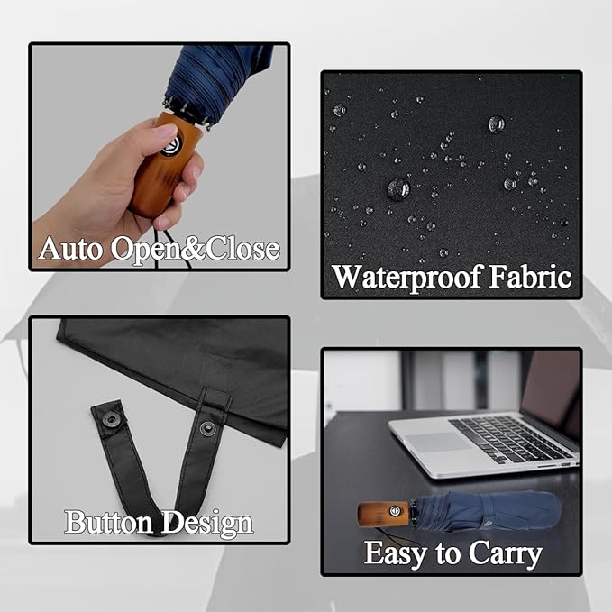 Automatic Umbrella Windproof Lightweight Strong Compact UV Protection Rain Travel Umbrellas Collapsible Backpack Umbrella Suit For Adult