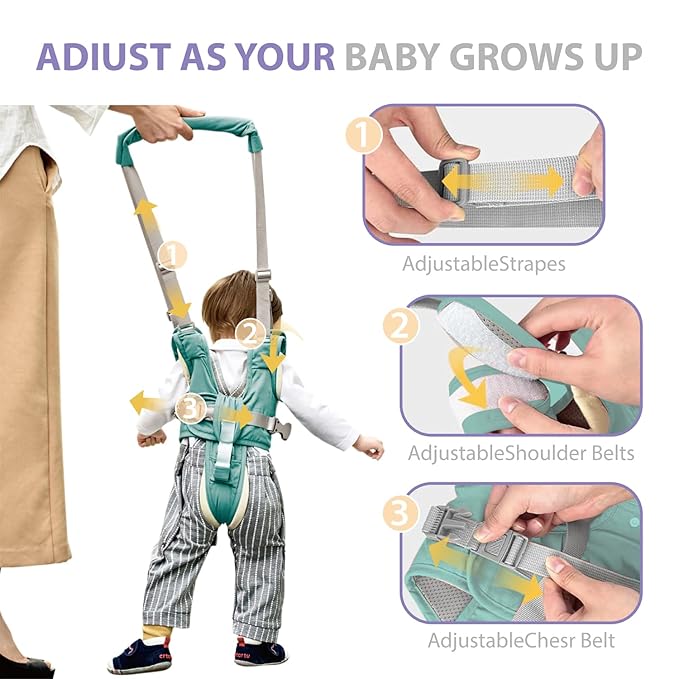 Baby Walking Harness-Handheld Assistant Belt- Toddler Infant Walking Aid for Trainer & Support 7-24 Month Old (summer-Green-1819)