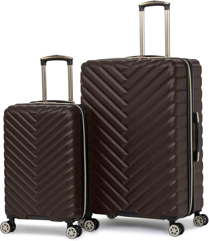 Kenneth Cole REACTION Women's Madison Square Hardside Chevron Expandable Luggage, Chocolate Brown, 2-Piece Set (20" & 28")