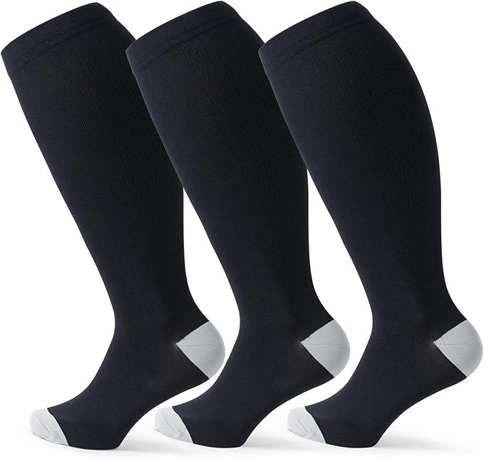 Wide Calf Compression Socks for Women & Men Extra Large Size Support Socks for Nurses Running Pregnant Travel, 15-20 mmHg