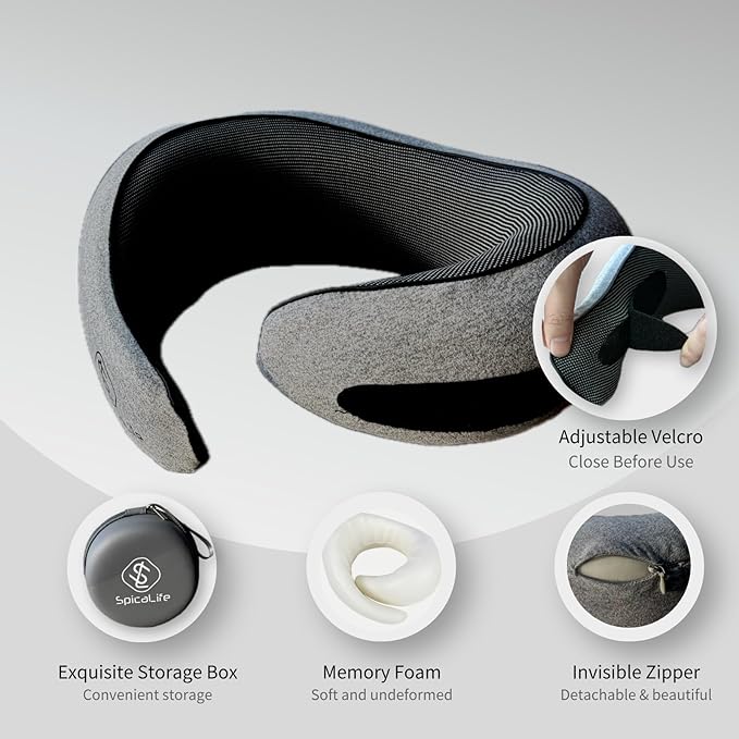 Neck Travel Pillow Set – Exquisite Fashion Storage Box, Premium Memory Foam, Adjustable Velcro, Ergonomic Neck Design – Ideal for Travel, Office, and Long Drives -Design for Adults and Kids