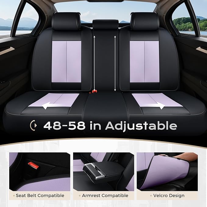 Coverado Car Seat Covers Full Set, Car Seat Protector Waterproof, Nappa Leather Car Seat Cushion, Seat Covers for Cars, Front Seats and Back Universal Fit for Most Cars