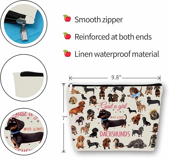 Dachshunds Makeup Bag For Dachshunds Lover Gift: Perfect Cosmetic Bag Just A Girl Who Love Dachshunds For Sisters, Friends,Teen Girls & Women.Ideal Gift For Travel, Birthdays, & Christmas.