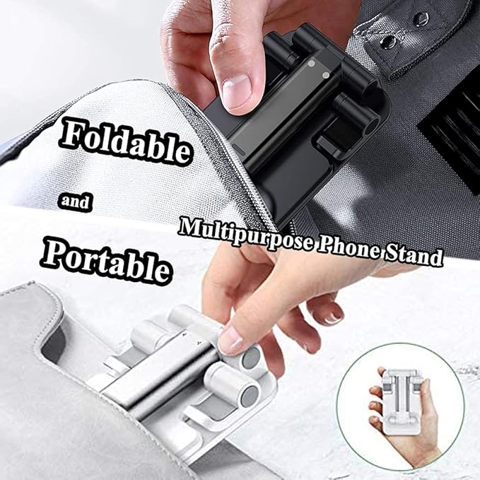 2 Pcs Cell Phone Stand, Adjustable Angle Height Phone Stand for Desk, Fully Foldable/Portable Phone Holder, Compatible for iPhone 16/15/14/13/12/Smartphones