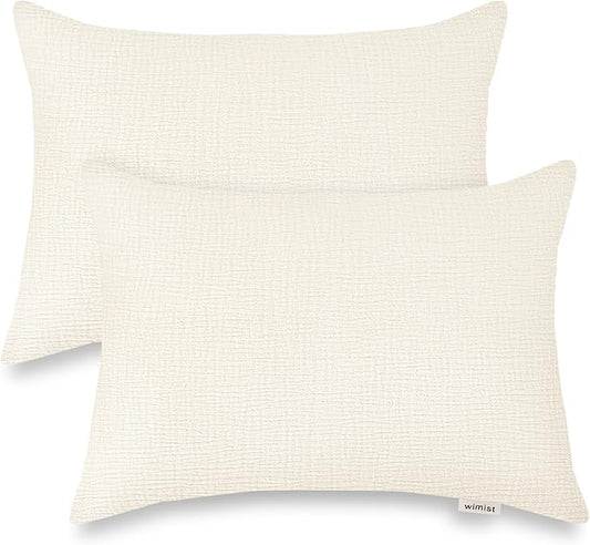 Toddler Pillowcases for 13"x18" Pillow 2 Pack, Muslin Small Toddler Baby Kids Travel Pillow Covers for Boys Girls with Envelope Closure (Pale Yellow, 13 x 18 Inch)