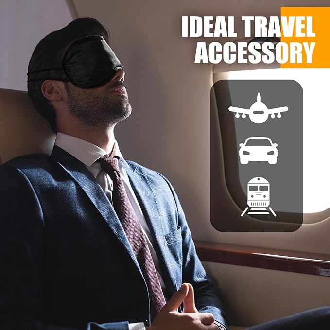 Tarpop 200 Pcs Eye Mask Sleeping Blindfold Eye Cover with Adjustable Strap for Games Party Team Building Travel Individually Wrapped Sleep Mask for Women Men(Black)