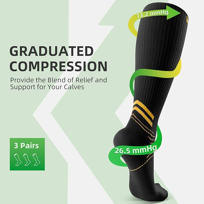 Wakefeet Compression Socks for Women Men 3 Pairs, Compression Stockings, Fragrance Flight Socks for Travelling Sitting