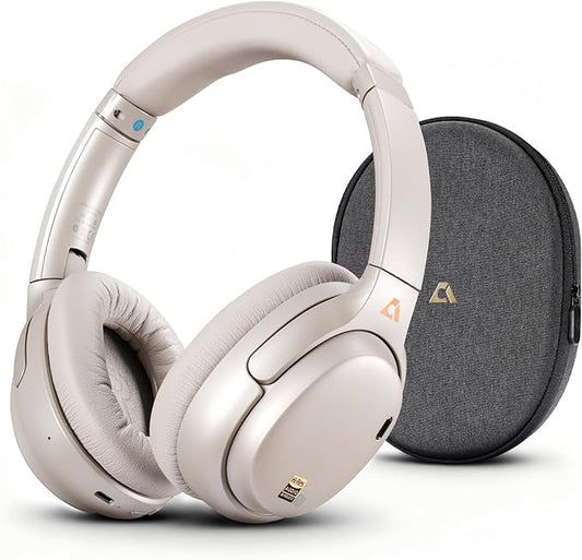 1Mii E700 Wireless Bluetooth Over Ear Headphones with Active Noise Canceling, Hi-Res Audio LDAC/aptX Low Latency for Airplane Travel Overhead Comfort, 54H Playtime, Custom EQ via App - Platinum
