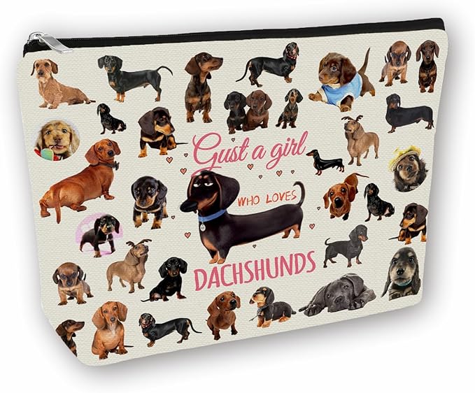 Dachshunds Makeup Bag For Dachshunds Lover Gift: Perfect Cosmetic Bag Just A Girl Who Love Dachshunds For Sisters, Friends,Teen Girls & Women.Ideal Gift For Travel, Birthdays, & Christmas.