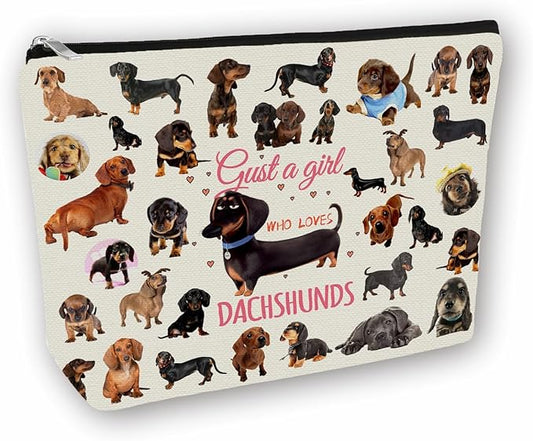Dachshunds Makeup Bag For Dachshunds Lover Gift: Perfect Cosmetic Bag Just A Girl Who Love Dachshunds For Sisters, Friends,Teen Girls & Women.Ideal Gift For Travel, Birthdays, & Christmas.
