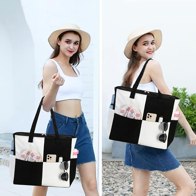 Bluboon Waterproof Beach Tote Pool Bags for Women Ladies Extra Large Carry On Bag With Wet Compartment for Weekender Travel