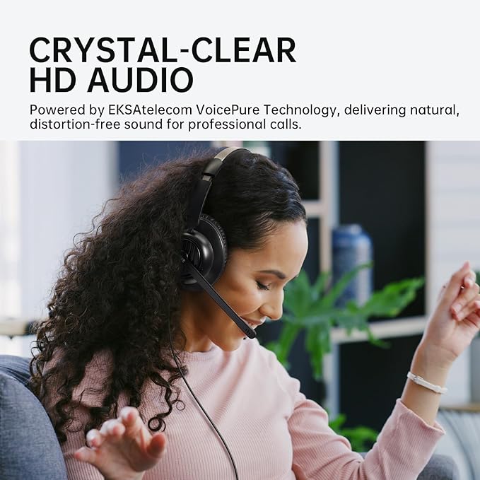 EKSA H8 USB Headset with Microphone for Work, Stereo Wired Computer Headphones with Mic Noise Cancelling, in Line Controls, 3.5mm Jack USB-C/A Over-Ear Headset for PC Laptop Office Call Center Teams