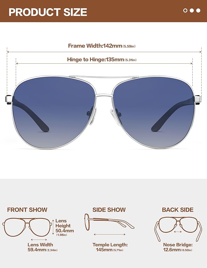 BIRCEN Polarized Aviator Sunglasses for Women : UV Protection Acetate Square Sunglass With Retro Classic Style