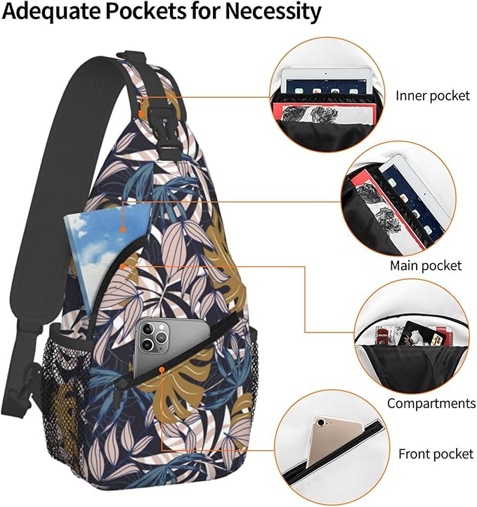Hawaii Tropical Palm Sling Backpack Crossbody Bag Casual Chest Bags Travel Hiking Daypack Shoulder Bag for Women Men