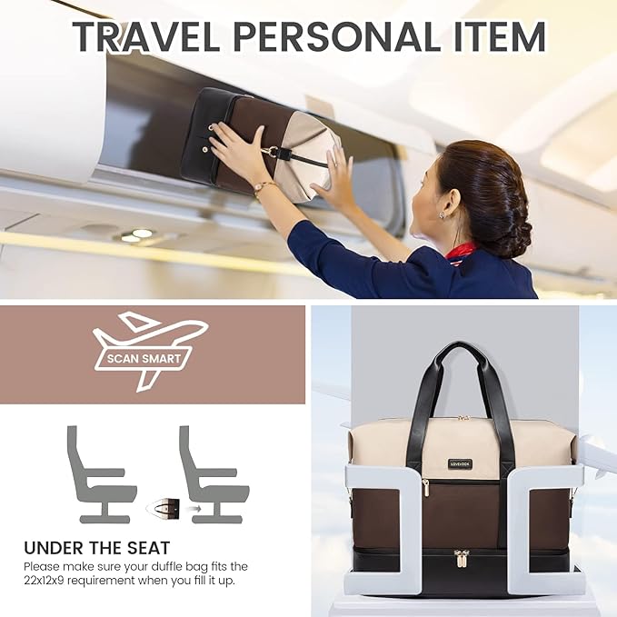 LOVEVOOK Weekender Bag, Large Travel Duffel Bag for Women with 2 Packing Cubes, Carry on Overnight Bag with Shoe Compartment, Mom Hospital Bags for Labor and Delivery