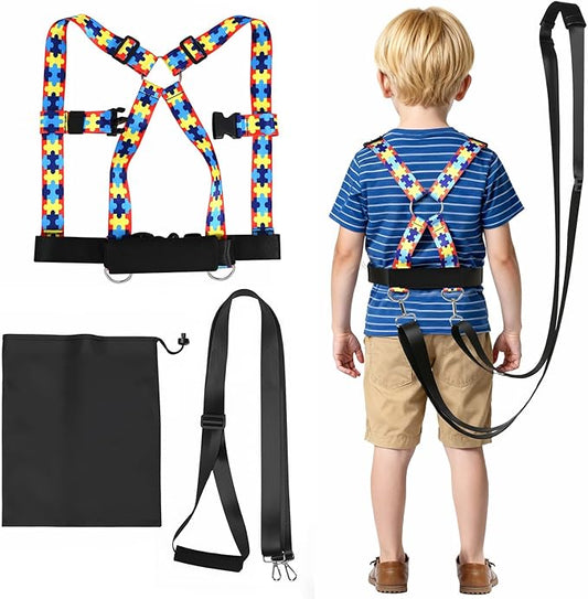 Topdatry Walking Safety Harness for Older Kids 3–12 Years, Adjustable Leash Vest for Special Needs, Autism, ADHD, with Strong Grab Handle for Public and Outdoor Safety
