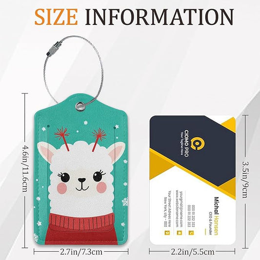 Alpaca Luggage Tags for Suitcase 3 Pack, Leather Bag Tags Identifiers with Privacy Name Address Labels and Durable Steel Loop for Men Women Backpack