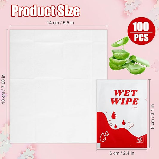 100 Pack Wet Wipes Individually Wrapped, Travel Size Wipes Bulk, Unscented Hand Wipe, Wet Wipe Quickly Cleaning Our Hands for Travel, Home, Wedding, Barbecue, Restaurant