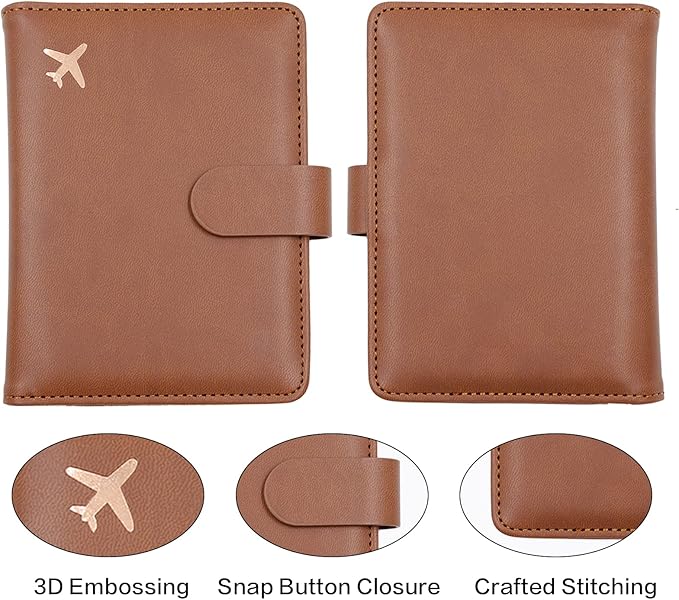 Melsbrinna Rfid Passport Holder for Travel women/Men, Cute Passport Wallet Rfid Blocking Card Slots, Rfid Passport Cover/CaseTravel Wallet, Passport Book Holder (1, Brown)